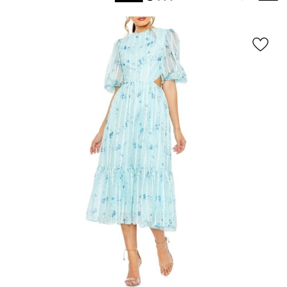 Leena MAC DOYGAL Elegant Blue Floral Dress. SZ 6 NEW